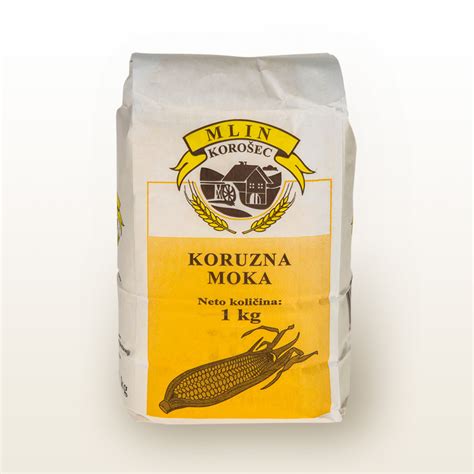prikaz sestavin za koruzne žgance: koruzna moka, sol in ocvirki
