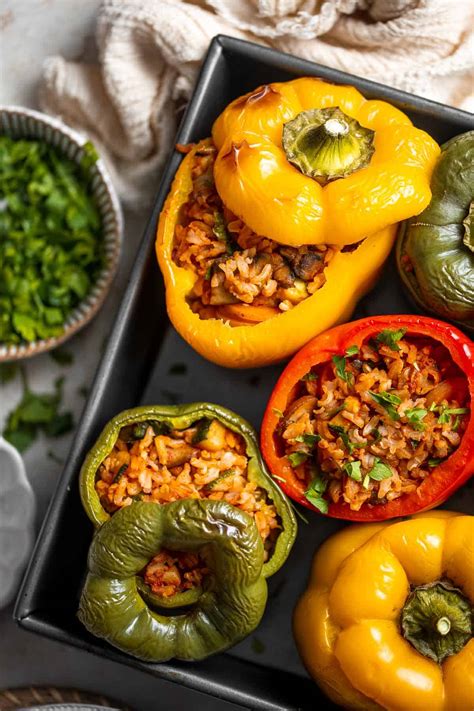 Infographics for preparing vegetables for stuffed peppers