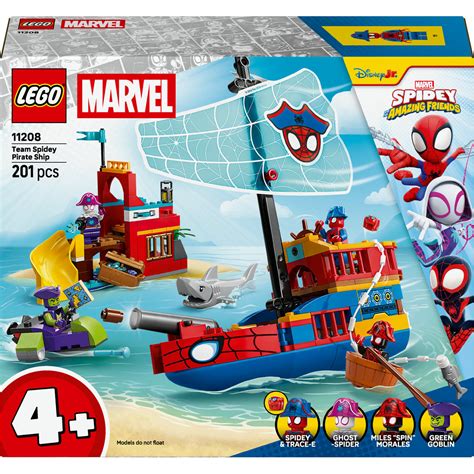 Ilustracija LEGO kompleta Piratska ladja Spideyjeve ekipe z junaki