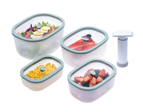 slika seta vakuumskih posod Status z različnimi živili