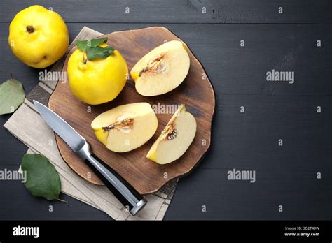 Thematic photo of quinces on a wooden table