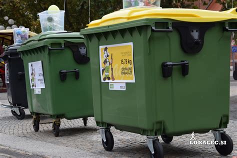 Fotografija različnih vrst embalaže in ustrezni zabojniki za ločeno zbiranje