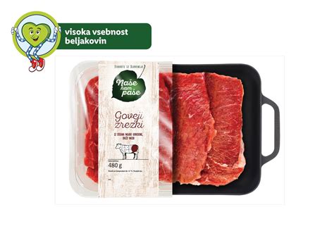 Natančno razrezani goveji zrezki iz različnih delov goveda