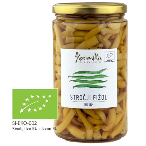Vloženi stročji fižol v kozarcih