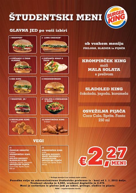 Infografika ali posnetki zaslona mobilne aplikacije Burger King s prikazi kuponov in menija