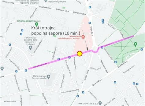 Zemljevid lokacije Burger King v Ljubljani na Šmartinski cesti