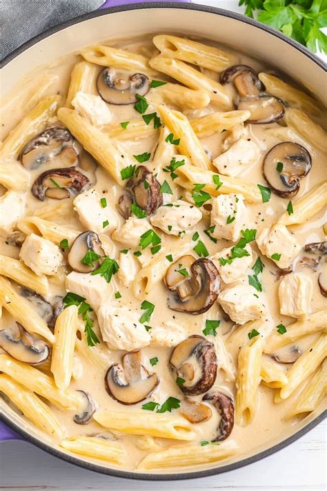 The final dish of chicken cutlets in mushroom sauce, served with pasta or rice