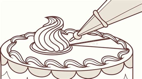 Illustration of piping decorative patterns onto baking paper for a roll cake