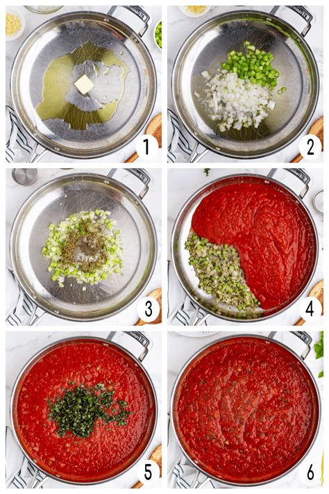 Infographic of the steps for making shrimp and tomato sauce