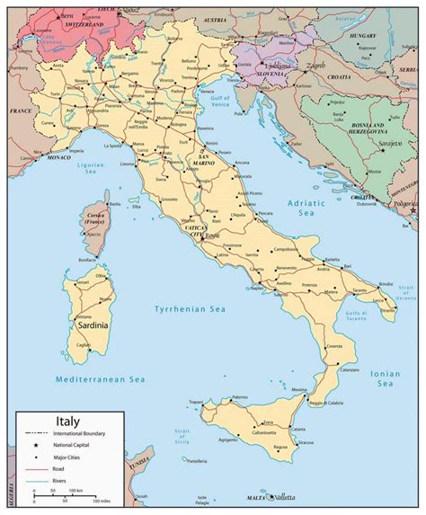 Zgodovinska ilustracija ali zemljevid, ki prikazuje regije Italije