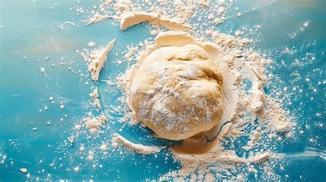 Quark dough being kneaded on a floured surface.