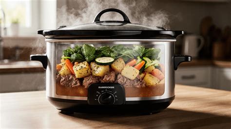 Thematic photo of a slow cooker with food