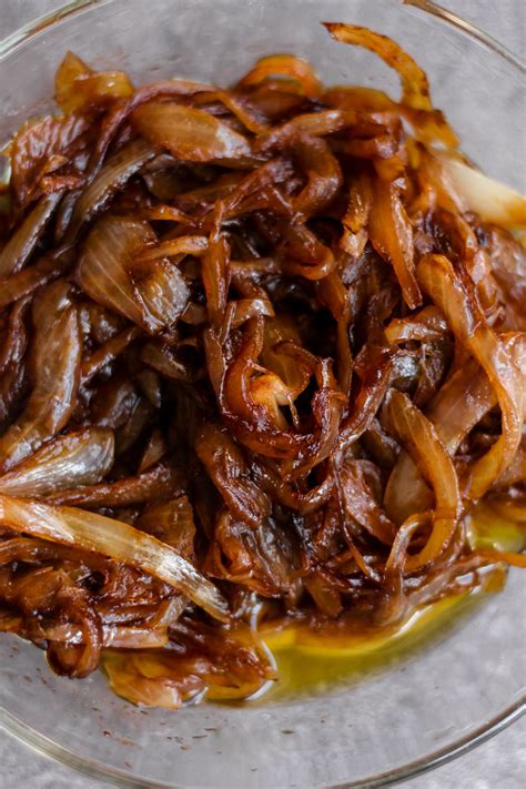 Close-up photo of caramelized onions in a pan