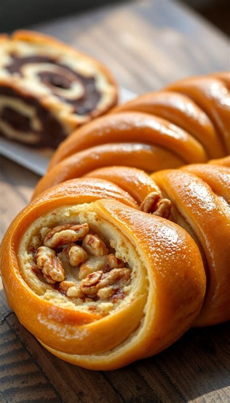 Photo of a rolled dough with onion and cracklings, similar to a