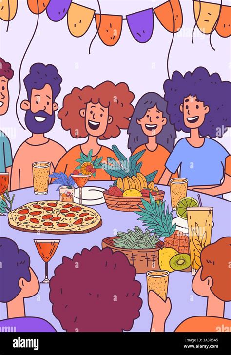 Historical illustration of people enjoying Schnitzel at a festive table