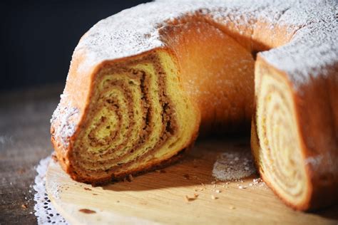 A beautifully baked bean potica, freshly out of the oven