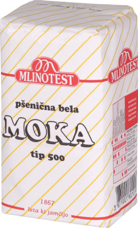 Prikaz različnih tipov pšenične moke (bela, polbela, črna in polnozrnata) za lažjo vizualno primerjavo teksture in barve.