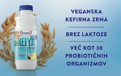 Steklenica veganskega kefirja obdana s svežim sadjem in drugimi dodatki