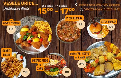 kolaž fotografij najbolj pohvaljenih jedi iz restavracije Pri Mostu, kot so pica, rebrca in pražen krompir