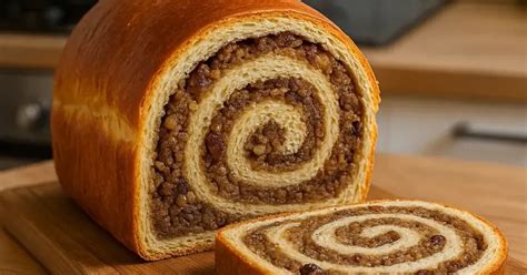 Tradicionalna slovenska orehova potica v prerezu