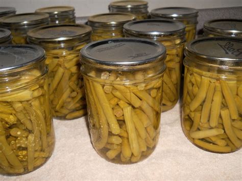 Pripravljen stročji fižol v kozarcih za vlaganje.