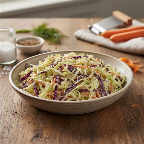 Skleda sveže pripravljene zeljne solate (coleslaw)