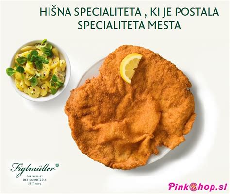 Ilustracija dunajskega zrezka, paniranega v drobtinah.