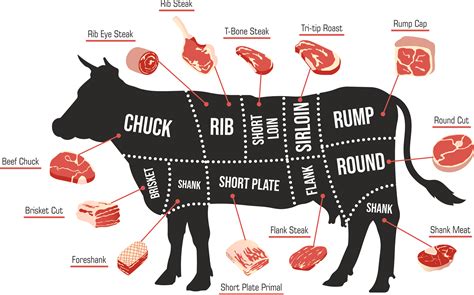 Thematic photo of beef cuts suitable for goulash (bočnik, vrat, pleče)