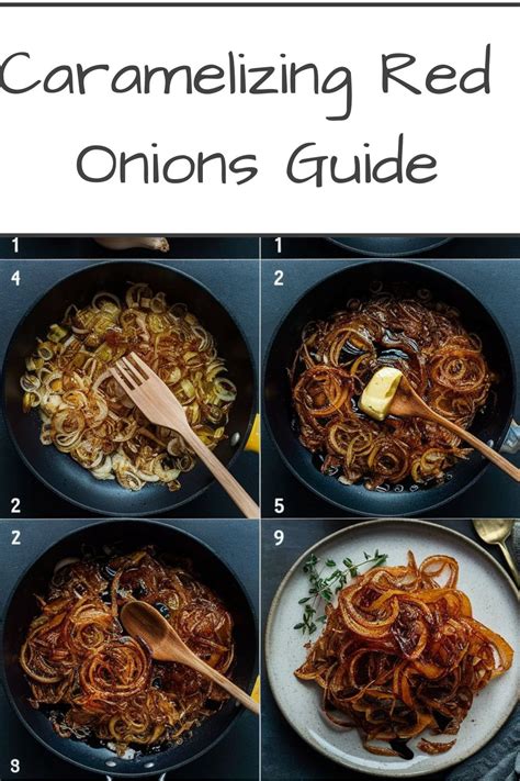 Infographics showing steps of caramelizing onions for goulash