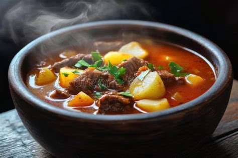 Photo of a perfectly cooked goulash in a bowl