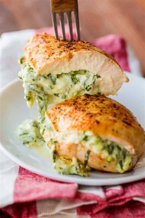 Photo of stuffed chicken breast with spinach and parmesan