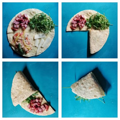 Zlaganje nadevanih tortilj v pekač