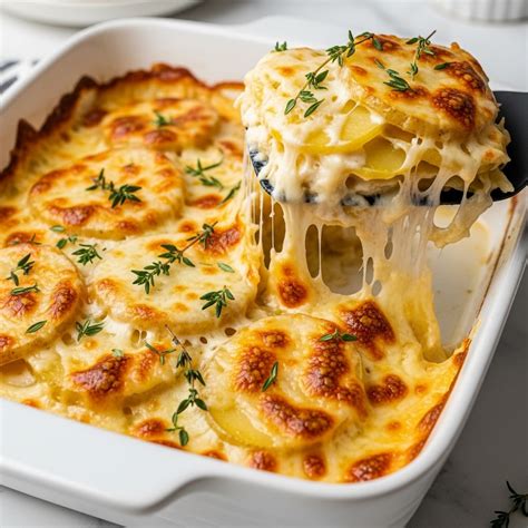 Infographic showing different layers for a potato gratin
