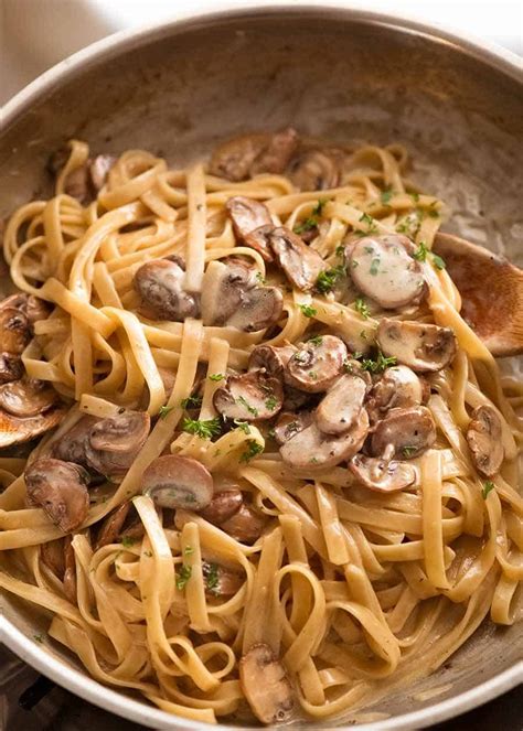 Thematic photo of mushroom sauce with pasta on a plate