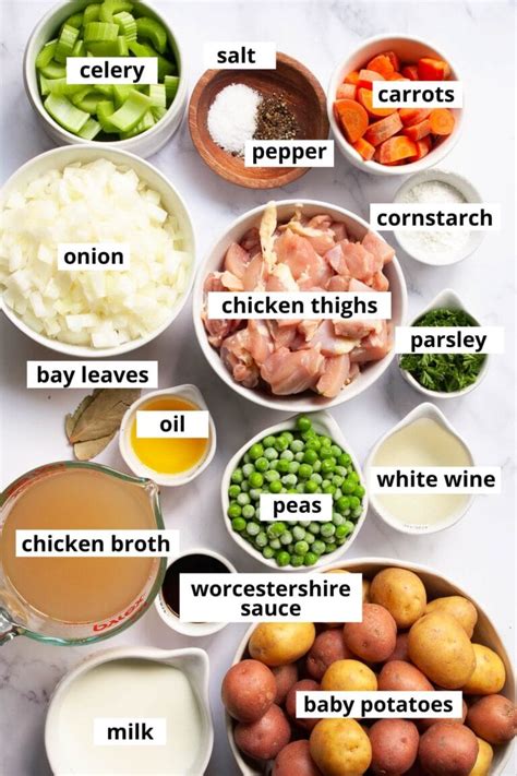 Infographic of ingredients for chicken stew