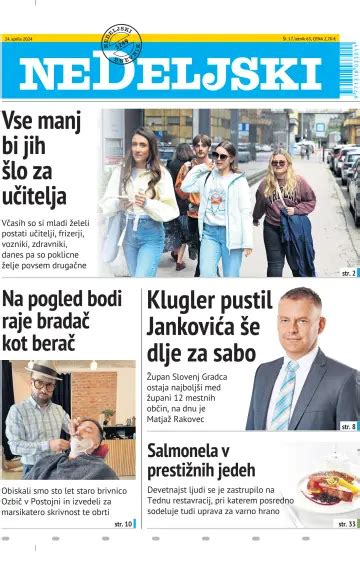 Sliko zaslona mobilne aplikacije Nedeljski dnevnik, ki prikazuje priloge