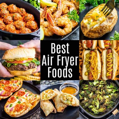 Infographics showing different types of food that can be prepared in an air fryer