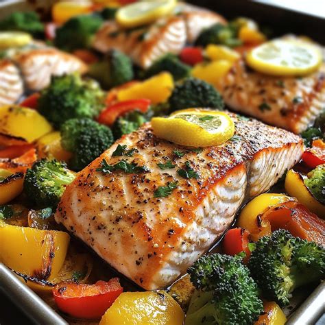 Thematic photo: sheet pan baked salmon with vegetables