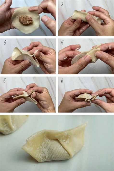 Visual guide for wrapping dumplings in cloth or foil