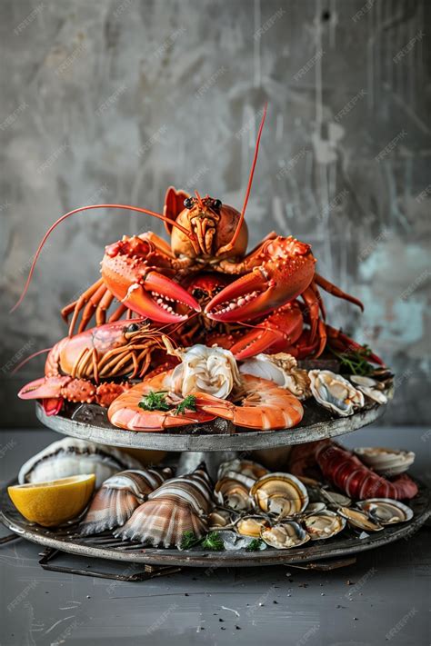 Photo of a diverse seafood platter with various fish and shellfish