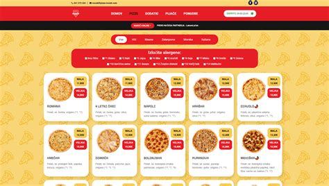 Fotografija raznolikih pizz iz ponudbe Pizzerie Novak.