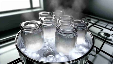 Infographic showing the process of sterilizing glass jars in the oven