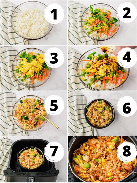 Infographic showing the steps for making fried rice