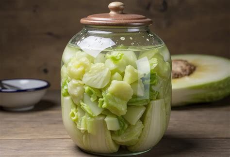 Prikaz procesa naravne fermentacije zelja v lesenem sodu ali posodi za vlaganje