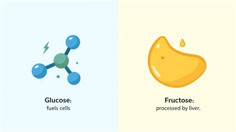 Infographic showing the metabolic differences between fructose and regular sugar