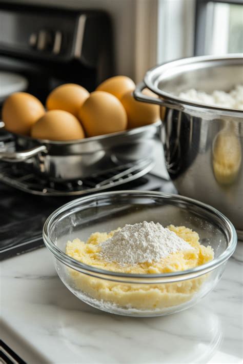 Infographics showing the process of beating eggs and sugar until light and fluffy.
