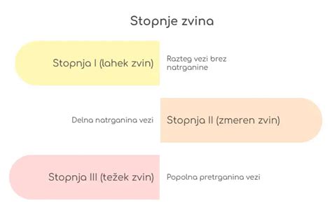grafični prikaz stopenj zvina gležnja