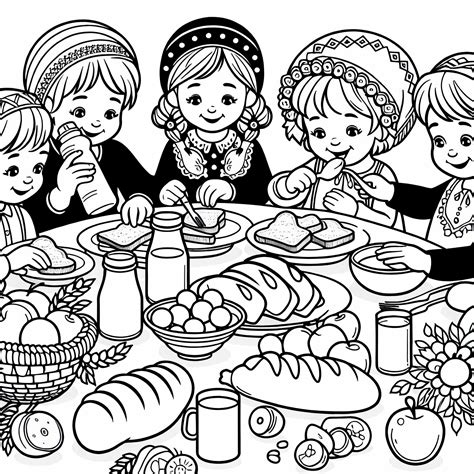 ilustracija otroci jedo pica toaste