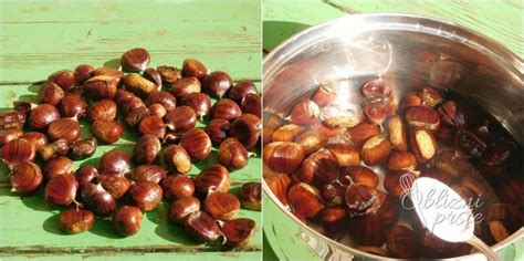 Kuhan kostanj v loncu in postopek lupljenja