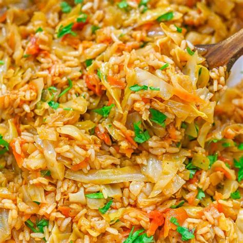 Thematic photo of a bowl of cabbage stew with rice